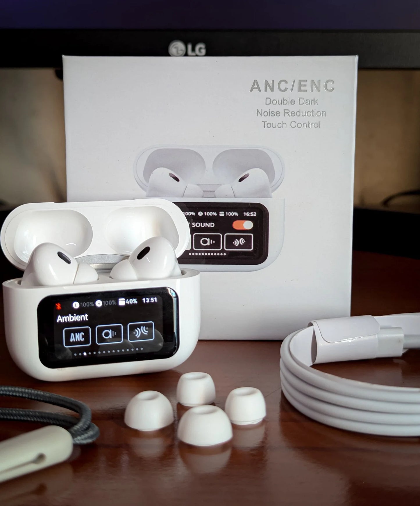 A9 Pro Touch Screen Earbuds –  With Noise Cancellation