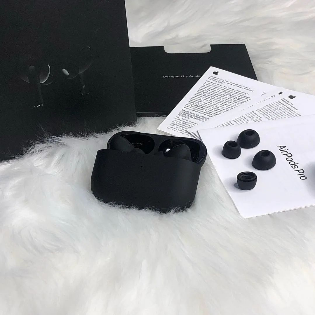 AirPods 2 Black Edition With Free Cover : Sleek Custom Style with Classic Apple Performance
