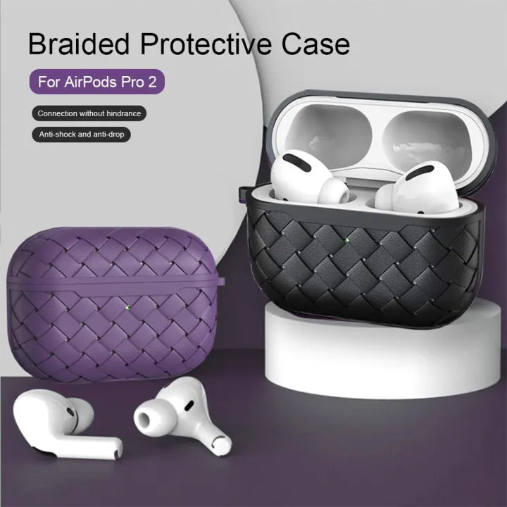 AirPods Pro 2 Braided Pattern Silicone Case With Lenyard
