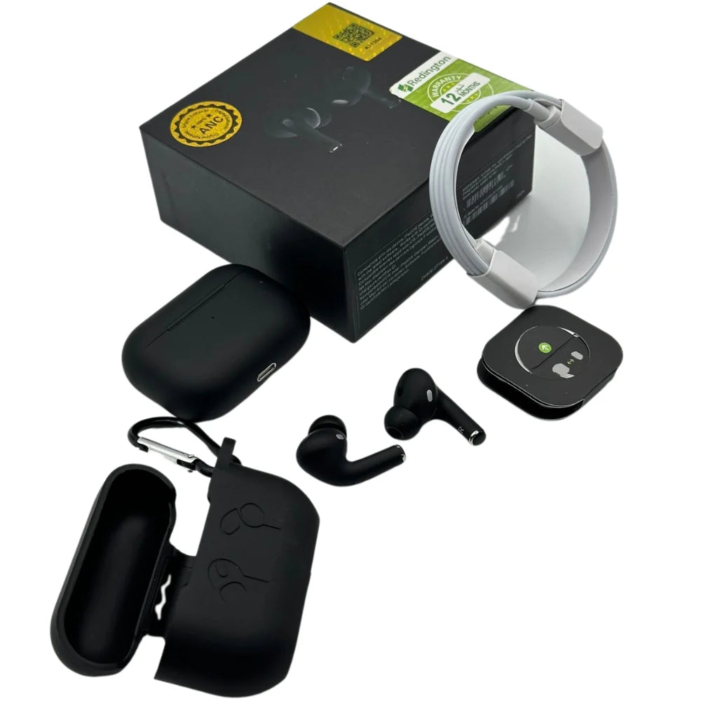 AirPods 2 Black Edition With Free Cover : Sleek Custom Style with Classic Apple Performance