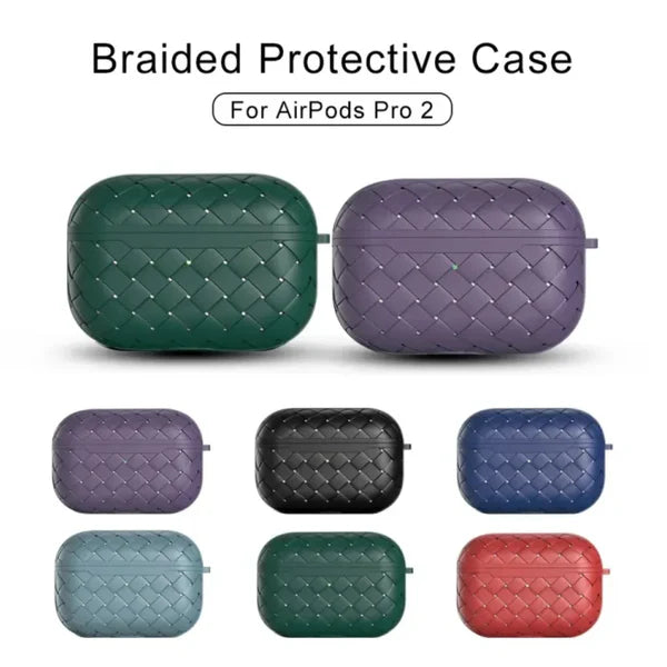 AirPods Pro 2 Braided Pattern Silicone Case With Lenyard