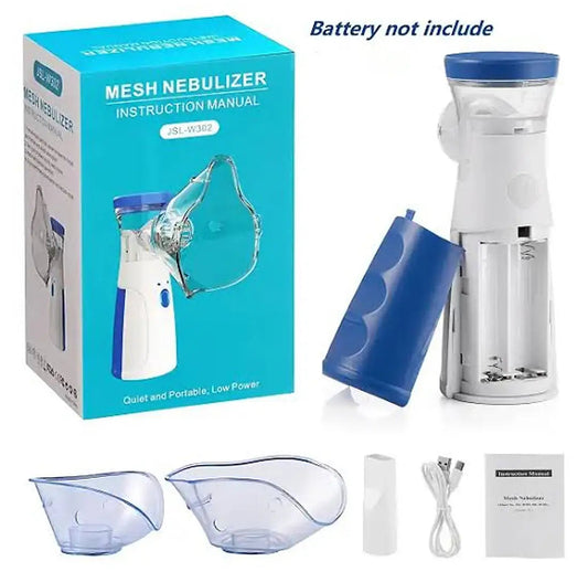Portable Mesh Nebulizer With Masks & Mini Inhaler for Kids & Adults